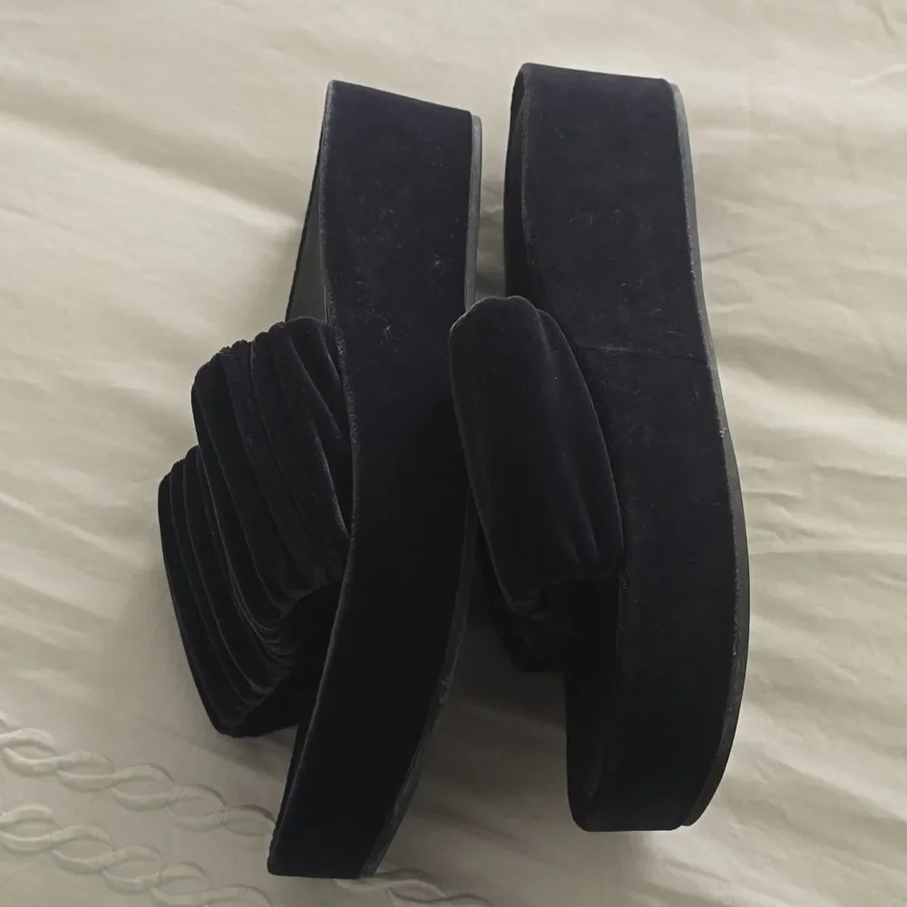 Aerosoles Women DADA Velvet Slide Platforms Shoes 8.5  Dark Blue